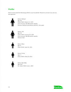 PlanEasy Sample Financial Plan - Preview - Profile Page