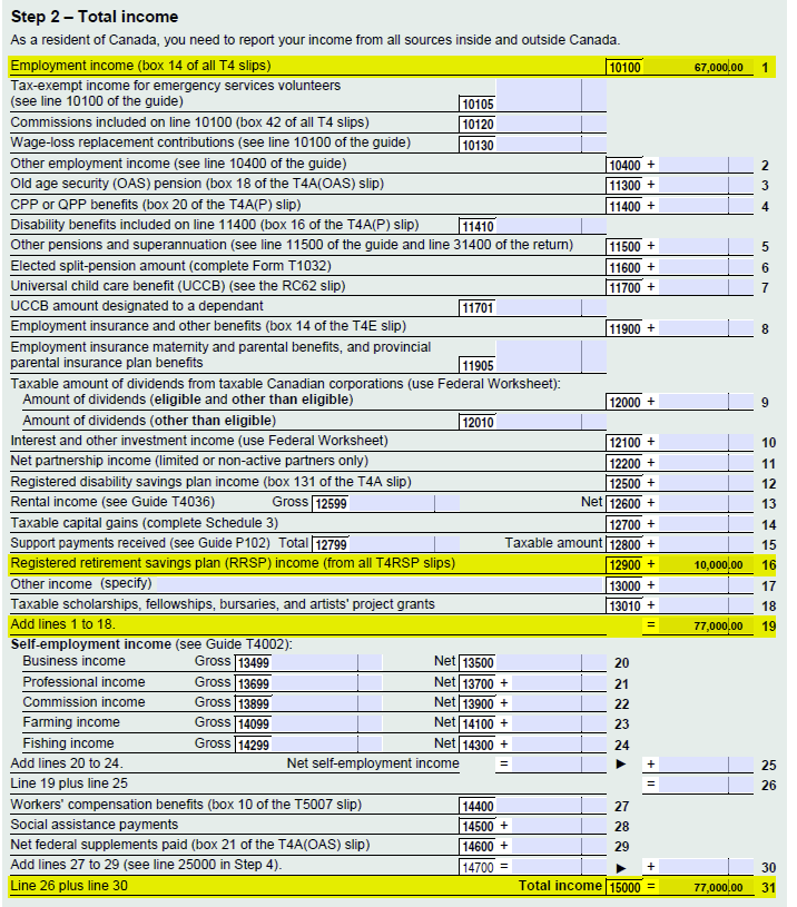 RRSP Withdrawal on Tax Return