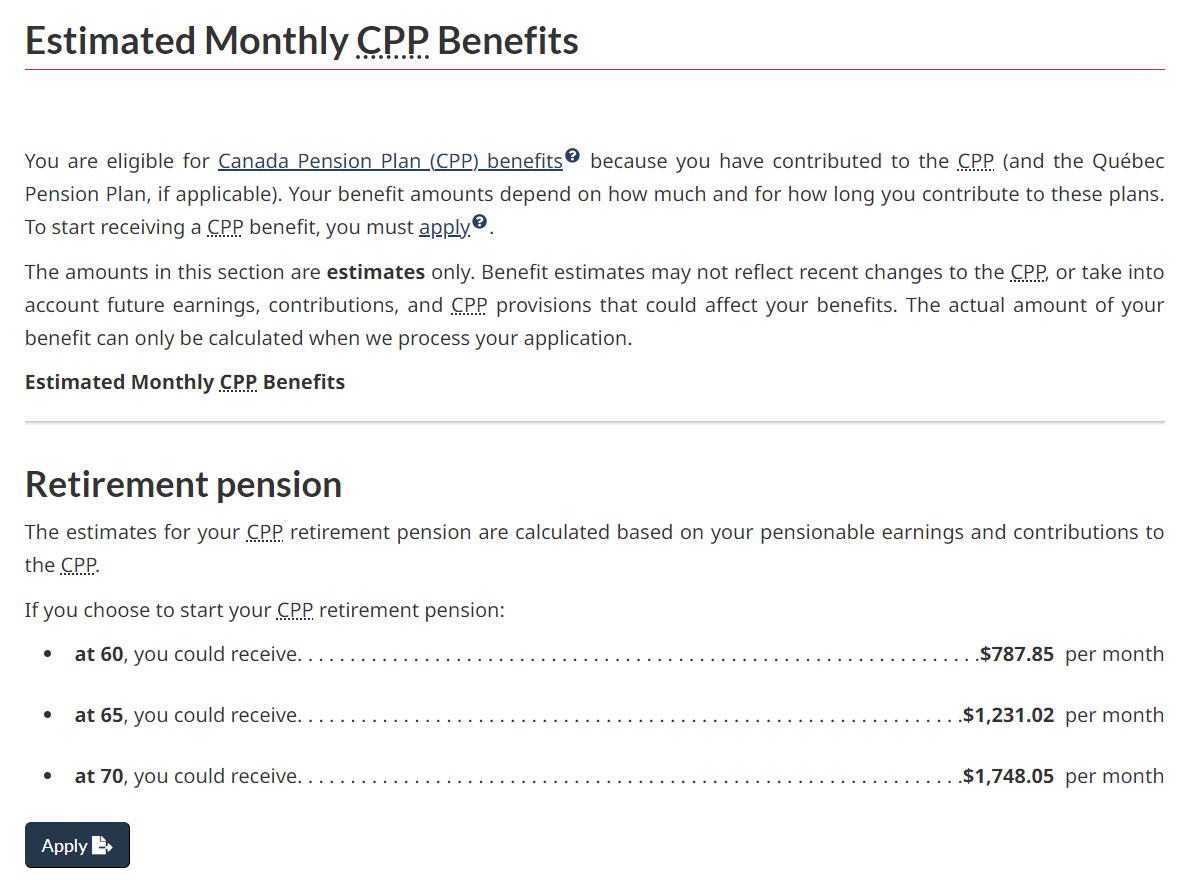 MyServiceCanada - CPP Estimate Is Probably Wrong